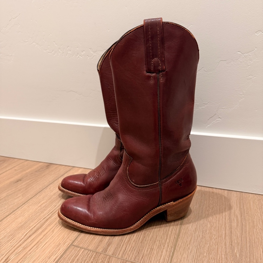 Frye Red Leather Western Cowboy Boots